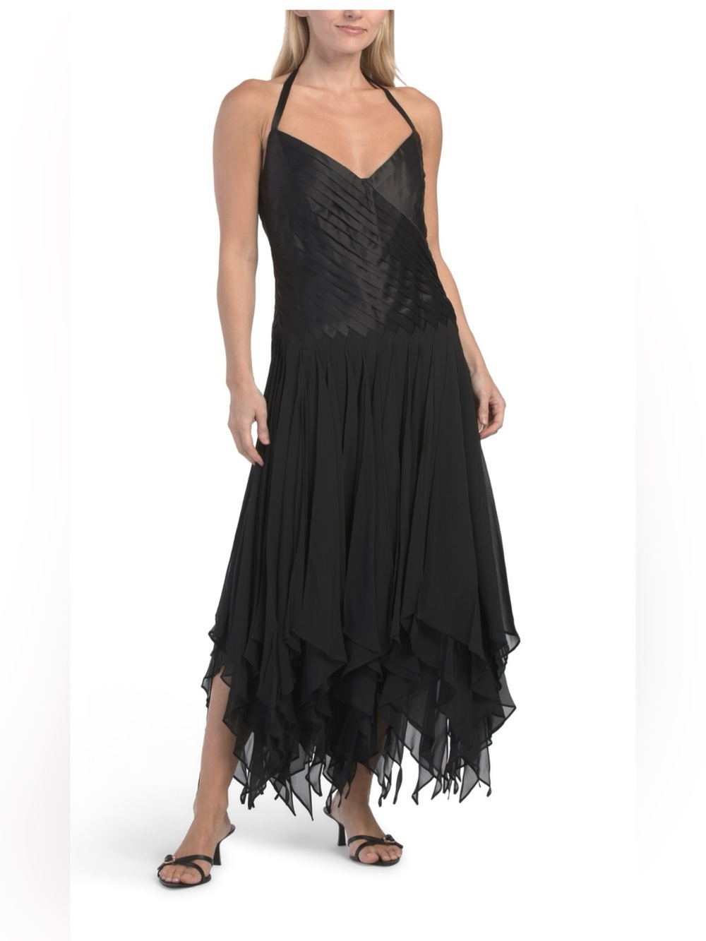 Issue New York NWT 100% Silk Ruffle Hem Midi Dress Size 2 High Low Chic Formal